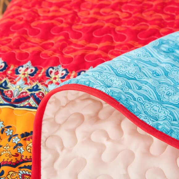 New Colourful Reversible Bohemian 3 PC Bedding Quilt Set • KING Size - Picture 3 of 7